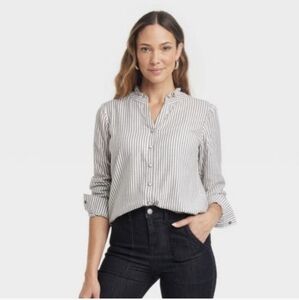 Knox Rose, Balloon Sleeve High Neck Shirt